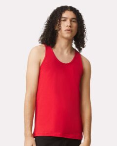 American Apparel 2408 Unisex Fine Jersey Tank – Red (on model)