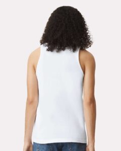 American Apparel 2408 Unisex Fine Jersey Tank – White (on model back)
