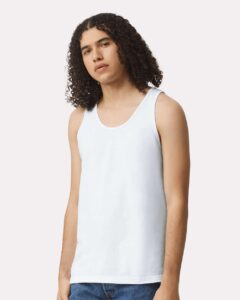 American Apparel 2408 Unisex Fine Jersey Tank – White (on model)