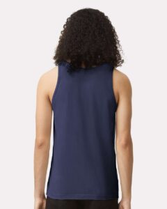 American Apparel 2408 Unisex Fine Jersey Tank – Navy (on model back)