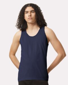 American Apparel 2408 Unisex Fine Jersey Tank – Navy (on model)