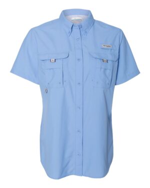 Columbia 139655 Women’s PFG Bahama™ Short Sleeve Shirt – White Cap Blue
