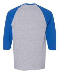 Gildan 5700 Unisex Heavy Cotton™ Raglan Three-Quarter Sleeve T-Shirt – Sport Grey/ Royal (back)