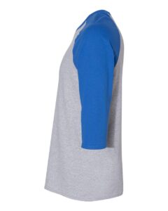 Gildan 5700 Unisex Heavy Cotton™ Raglan Three-Quarter Sleeve T-Shirt – Sport Grey/ Royal (side)