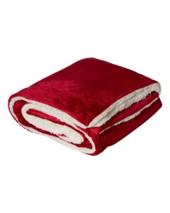 Alpine Fleece 8726 Oversized Mink Sherpa Blanket – Red (side)
