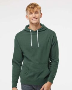 Independent Trading Co. AFX90UN Unisex Lightweight Hooded Sweatshirt – Alpine Green (on model)