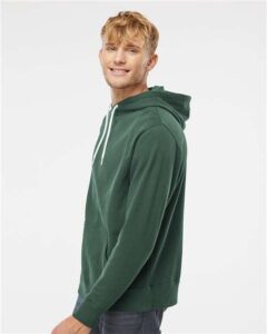 Independent Trading Co. AFX90UN Unisex Lightweight Hooded Sweatshirt – Alpine Green (on model side)