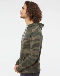 Independent Trading Co. AFX90UN Unisex Lightweight Hooded Sweatshirt – Forest Camo (on model side)