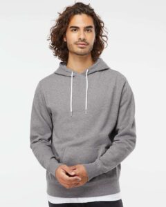 Independent Trading Co. AFX90UN Unisex Lightweight Hooded Sweatshirt – Gunmetal Heather (on model)