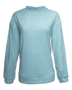 J. America 8428 Women’s Weekend Terry Mock Neck Pullover – Columbia Blue