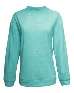 J. America 8428 Women’s Weekend Terry Mock Neck Pullover – Turquoise