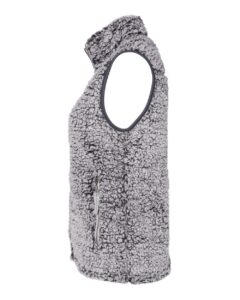J. America 8456 Women’s Epic Sherpa Full-Zip Vest – Black Heather (side)