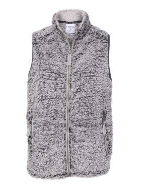 J. America 8456 Women’s Epic Sherpa Full-Zip Vest – Black Heather