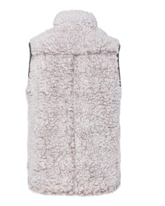 J. America 8456 Women’s Epic Sherpa Full-Zip Vest – Oatmeal Heather (back)