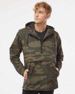 Independent Trading Co. EXP94NAW Men’s Nylon Anorak – Forest Camo (on model)