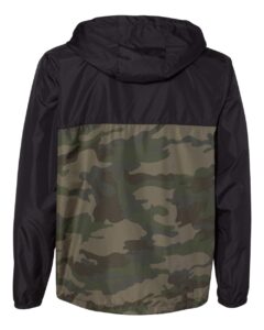 Independent Trading Co. EXP54LWZ Men’s Lightweight Windbreaker Full-Zip Jacket – Black/ Forest Camo (back)