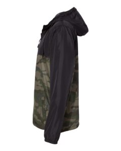 Independent Trading Co. EXP54LWZ Men’s Lightweight Windbreaker Full-Zip Jacket – Black/ Forest Camo (side)