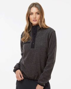 DRI DUCK 9340 Women’s Denali Mountain Fleece Pullover – Charcoal (on model)