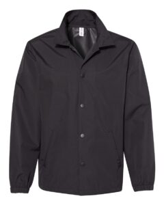 Independent Trading Co. EXP99CNB Men’s Water-Resistant Windbreaker Coach’s Jacket – Black/ Black