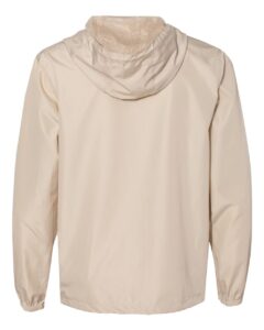Independent Trading Co. EXP54LWZ Men’s Lightweight Windbreaker Full-Zip Jacket – Classic Khaki/ White Zipper (back)