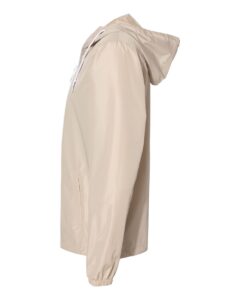 Independent Trading Co. EXP54LWZ Men’s Lightweight Windbreaker Full-Zip Jacket – Classic Khaki/ White Zipper (side)