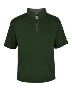 Badger 4199 Men’s B-Core Short Sleeve Quarter-Zip – Forest/ Graphite