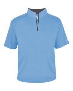 Badger 4199 Men’s B-Core Short Sleeve Quarter-Zip – Columbia Blue/ Graphite