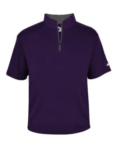 Badger 4199 Men’s B-Core Short Sleeve Quarter-Zip – Purple/ Graphite