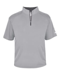 Badger 4199 Men’s B-Core Short Sleeve Quarter-Zip – Silver/ Graphite