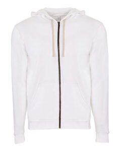Next Level 9602 Unisex Santa Barbara Full-Zip Hoodie Sweatshirt – White