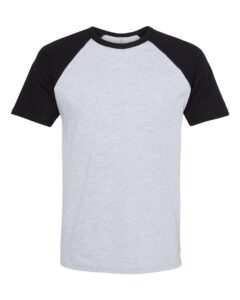 Next Level 3650 Unisex Cotton Raglan Tee – Black/ Heather Grey