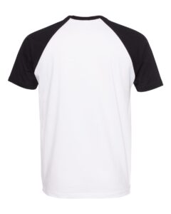Next Level 3650 Unisex Cotton Raglan Tee – Black/ White (back)