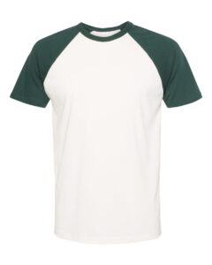 Next Level 3650 Unisex Cotton Raglan Tee – Forest Green/ Natural