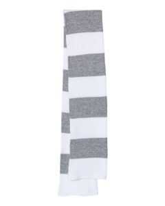 Sportsman SP02 Rugby-Striped Knit Scarf – White/ Heather Grey (back)