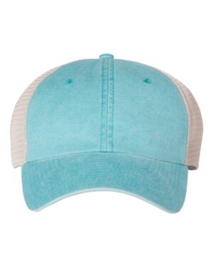 Valucap SP510 Pigment-Dyed Trucker Cap – Aqua/ Stone