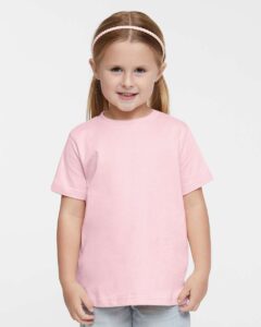 Rabbit Skins 3321 Toddler Fine Jersey Tee – Ballerina (on model)