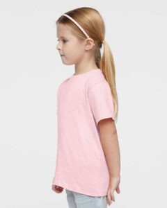 Rabbit Skins 3321 Toddler Fine Jersey Tee – Ballerina (on model side)