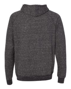 JERZEES 90MR Unisex Snow Heather French Terry Raglan Hooded Sweatshirt – Black Ink (back)