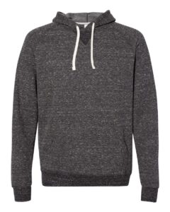 JERZEES 90MR Unisex Snow Heather French Terry Raglan Hooded Sweatshirt – Black Ink