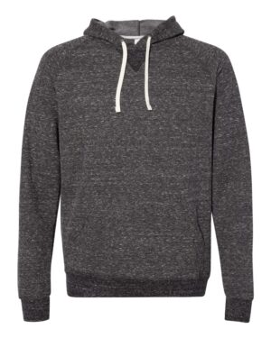 JERZEES 90MR Unisex Snow Heather French Terry Raglan Hooded Sweatshirt – Black Ink