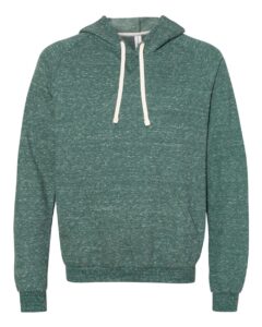 JERZEES 90MR Unisex Snow Heather French Terry Raglan Hooded Sweatshirt – Forest Green