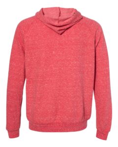 JERZEES 90MR Unisex Snow Heather French Terry Raglan Hooded Sweatshirt – Red (back)
