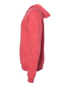 JERZEES 90MR Unisex Snow Heather French Terry Raglan Hooded Sweatshirt – Red (side)