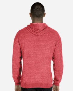 JERZEES 90MR Unisex Snow Heather French Terry Raglan Hooded Sweatshirt – Red (on model back)