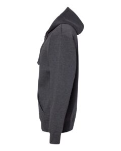 J. America 8821 Men’s Premium Full-Zip Hooded Sweatshirt – Charcoal Heather (side)