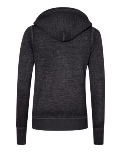 J. America 8913 Women’s Zen Fleece Full-Zip Hooded Sweatshirt – Twisted Black (back)