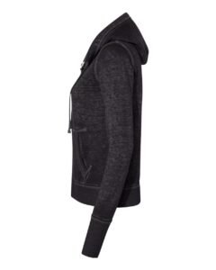 J. America 8913 Women’s Zen Fleece Full-Zip Hooded Sweatshirt – Twisted Black (side)