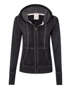 J. America 8913 Women’s Zen Fleece Full-Zip Hooded Sweatshirt – Twisted Black