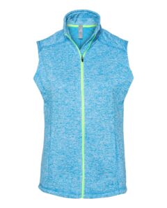 J. America 8625 Women’s Cosmic Fleece Vest – Electric Blue/ Neon Green
