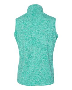 J. America 8625 Women’s Cosmic Fleece Vest – Emerald/ Neon Yellow (back)
